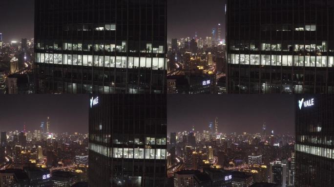 4K原素材-航拍上海写字楼空镜