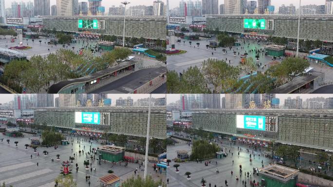 4K原素材-航拍上海火车站
