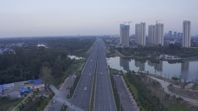 4K-HLG原素材-山东菏泽道路航拍