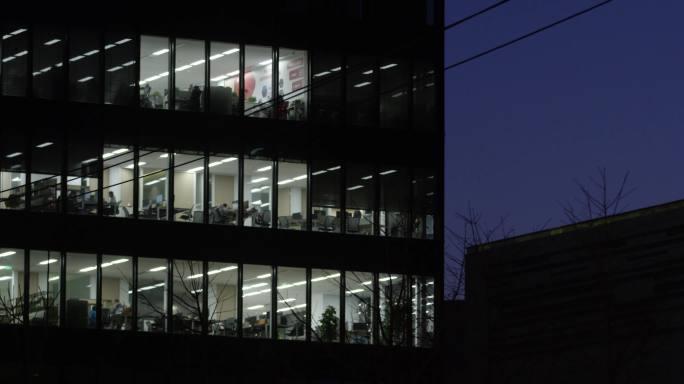 夜晚，办公楼夜景，灯光，空镜