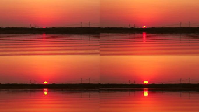 太阳在湖面缓缓升起