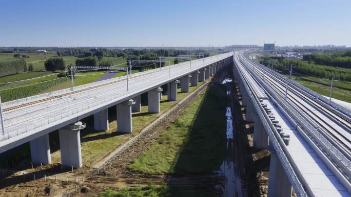 航拍京雄铁路建设