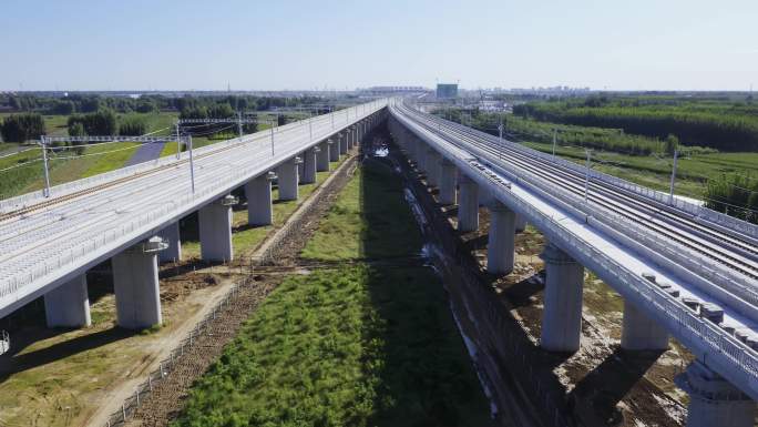 航拍京雄铁路建设