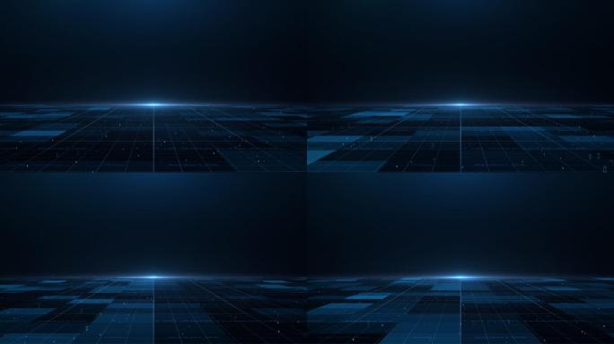 4K蓝色数字方块科技背景ae工程