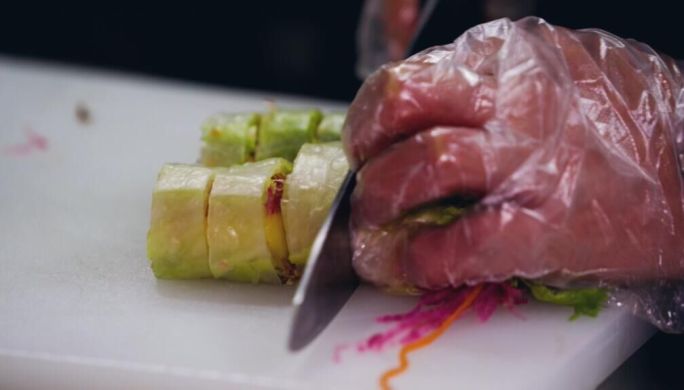 4K日料店紫菜包饭制作唯美空镜