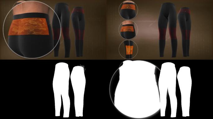 电热裤在腹部腰部膝盖三个关键位置展示发热