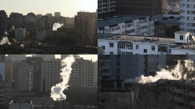 北京小区供暖-北方城市-冒烟烟囱4k