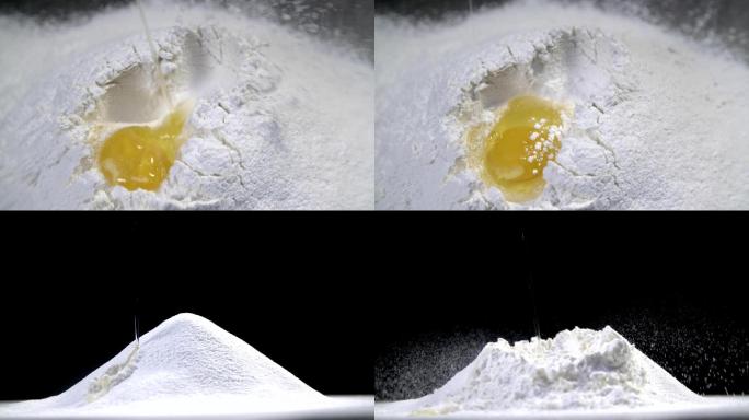 鸡蛋落入面粉、打鸡蛋