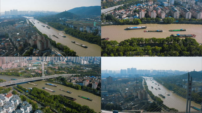 【4K】城市运河京杭运河航拍