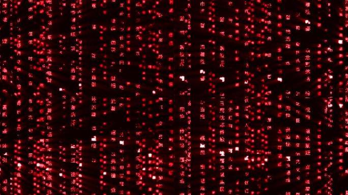 红色黑客帝国汉字代码视频4比1-循环