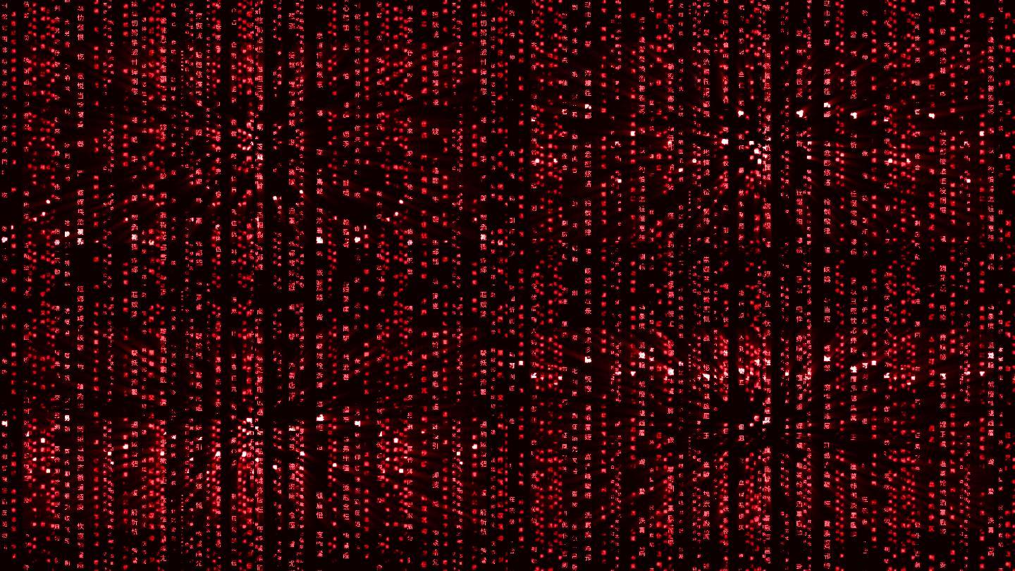 4K红色黑客帝国汉字代码视频-循环_
