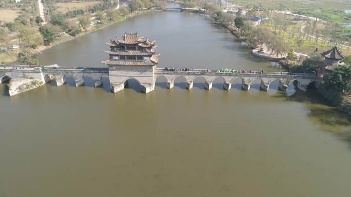 4K红河建水十七孔桥航拍最新版原素材