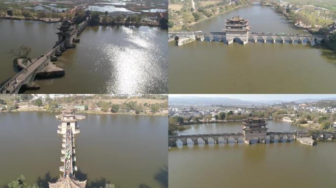 4K红河建水十七孔桥航拍最新版原素材