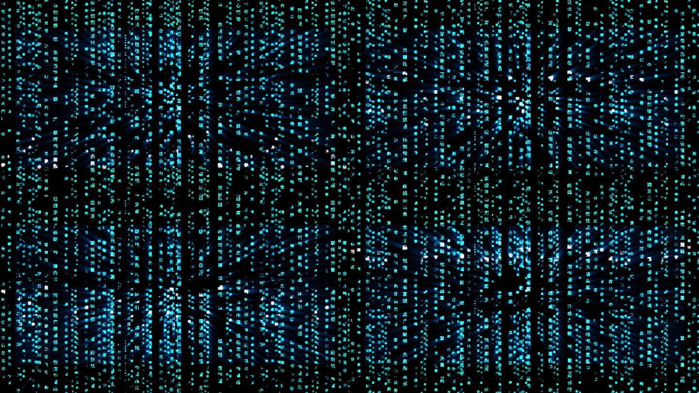 4K蓝色黑客帝国汉字代码视频-循环