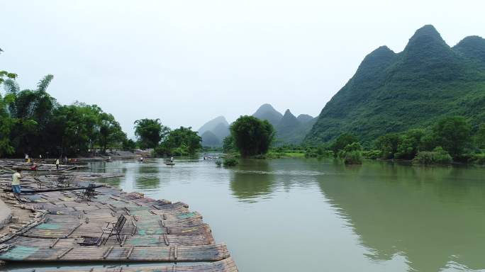 航拍桂林阳朔遇龙河