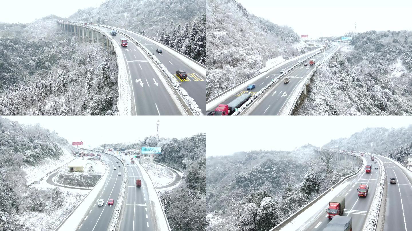 雪天高速冬季京昆高速冬天雅西高速雪天航拍