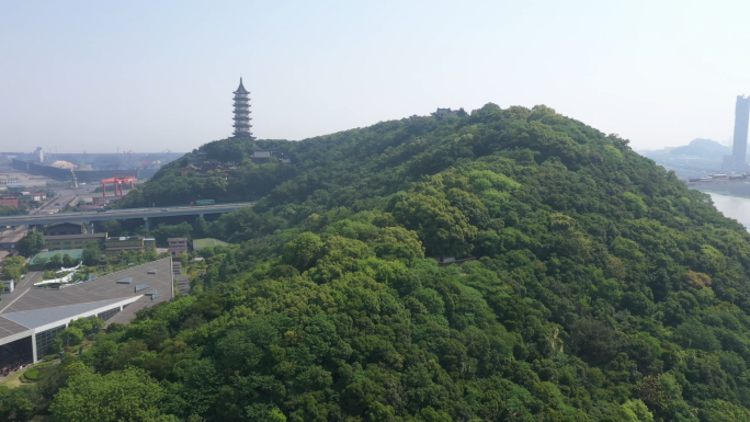 4K航拍浙江宁波市镇海区招宝山旅游风景区