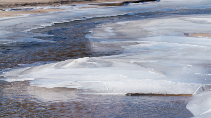冰雪消融冰川融化河水开化