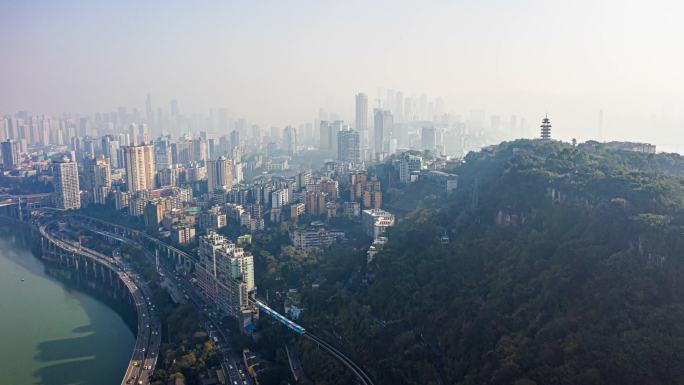 重庆鹅岭佛图关全景重庆雾都宣传片头