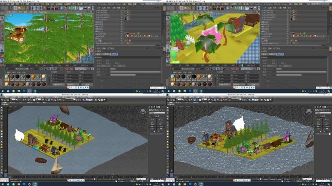 C4D+3dsmax+fbx--卡通小岛