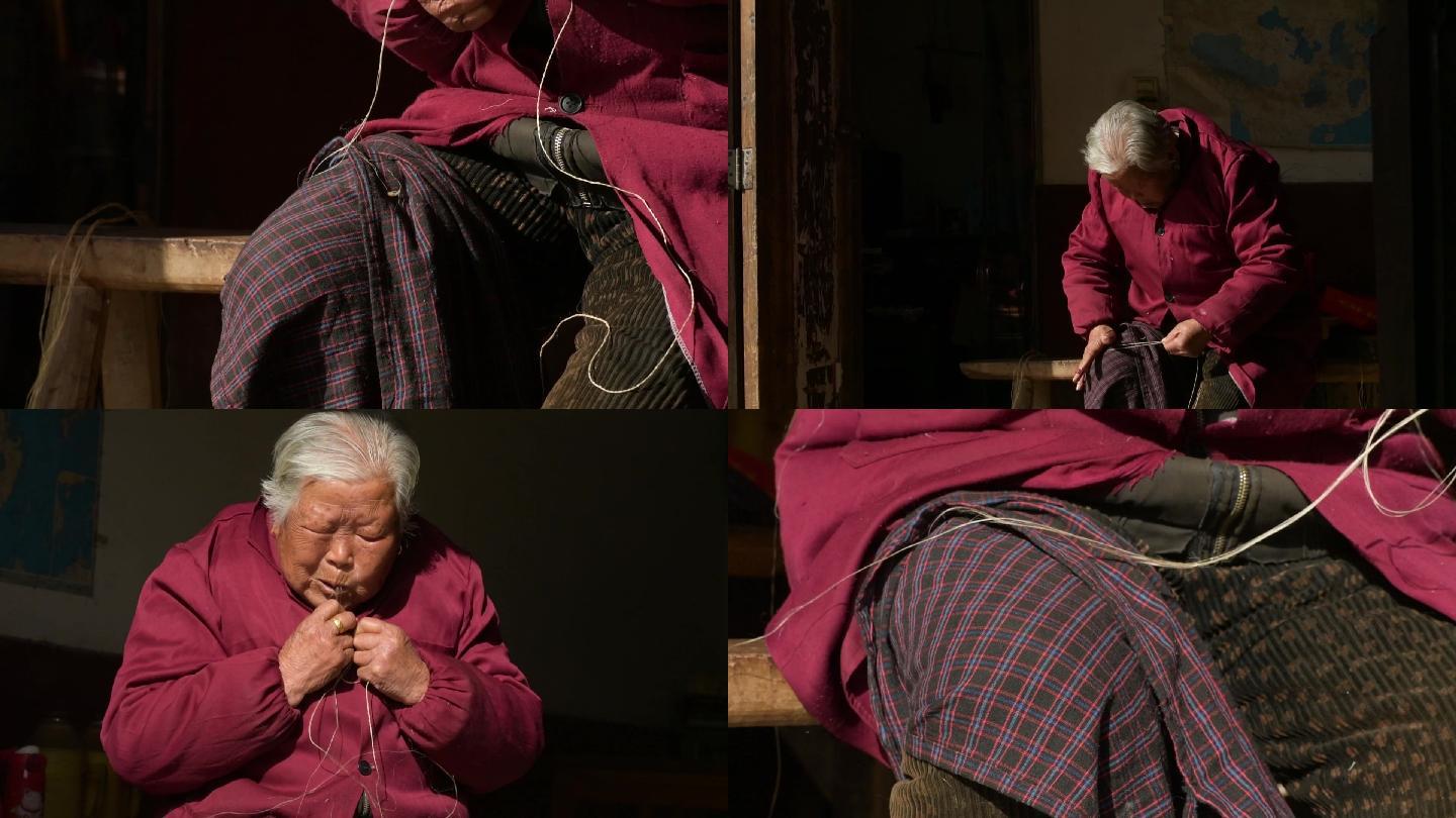 传统手艺人搓麻绳