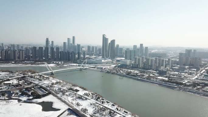 双子楼南京眼雪景航拍