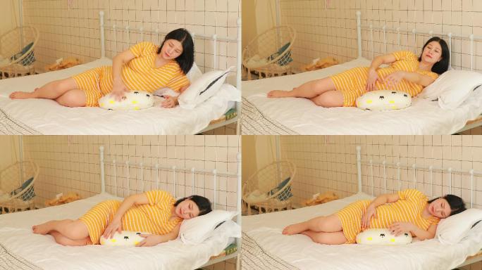 怀孕的女人居家侧睡孕晚期养胎