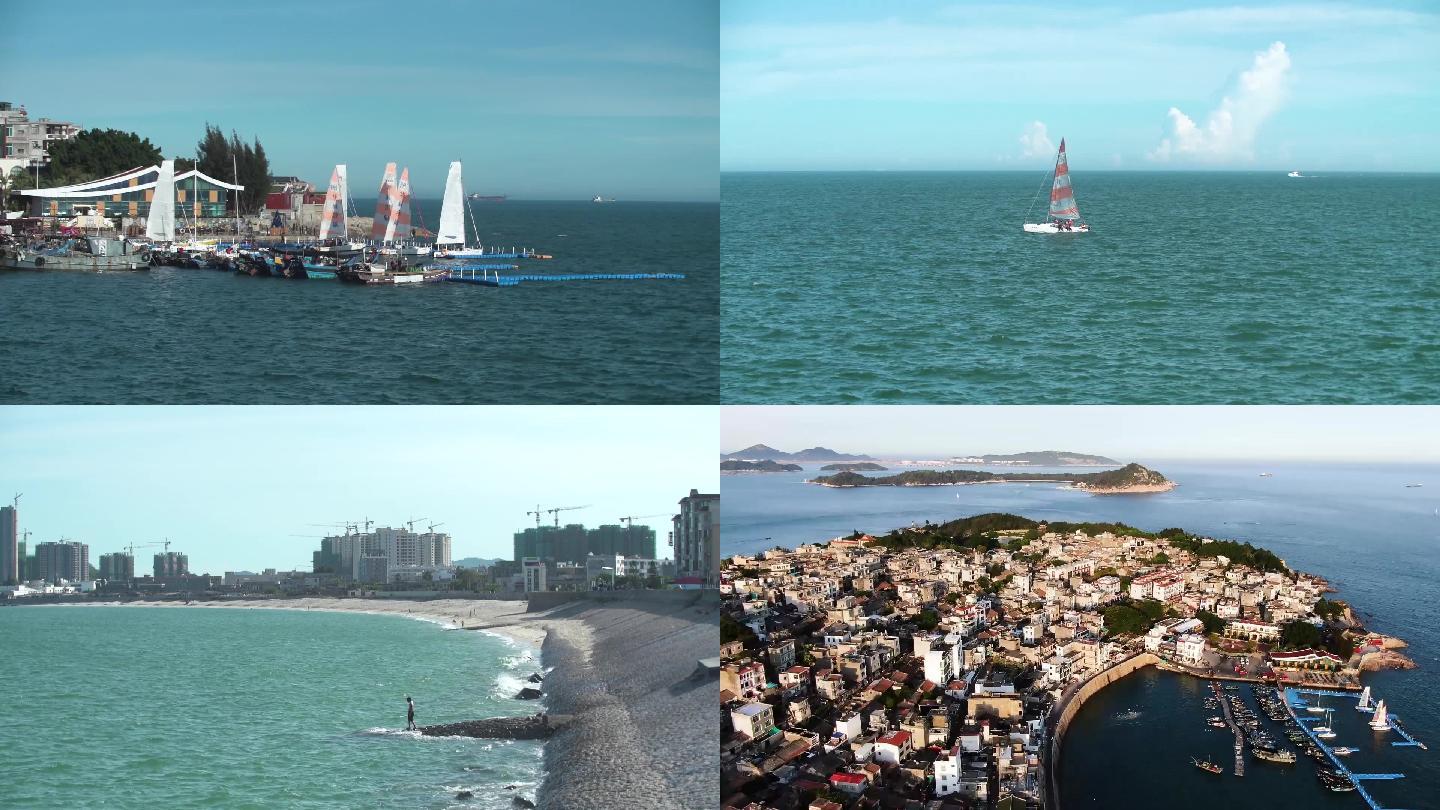 岛屿海面轮船风景一览