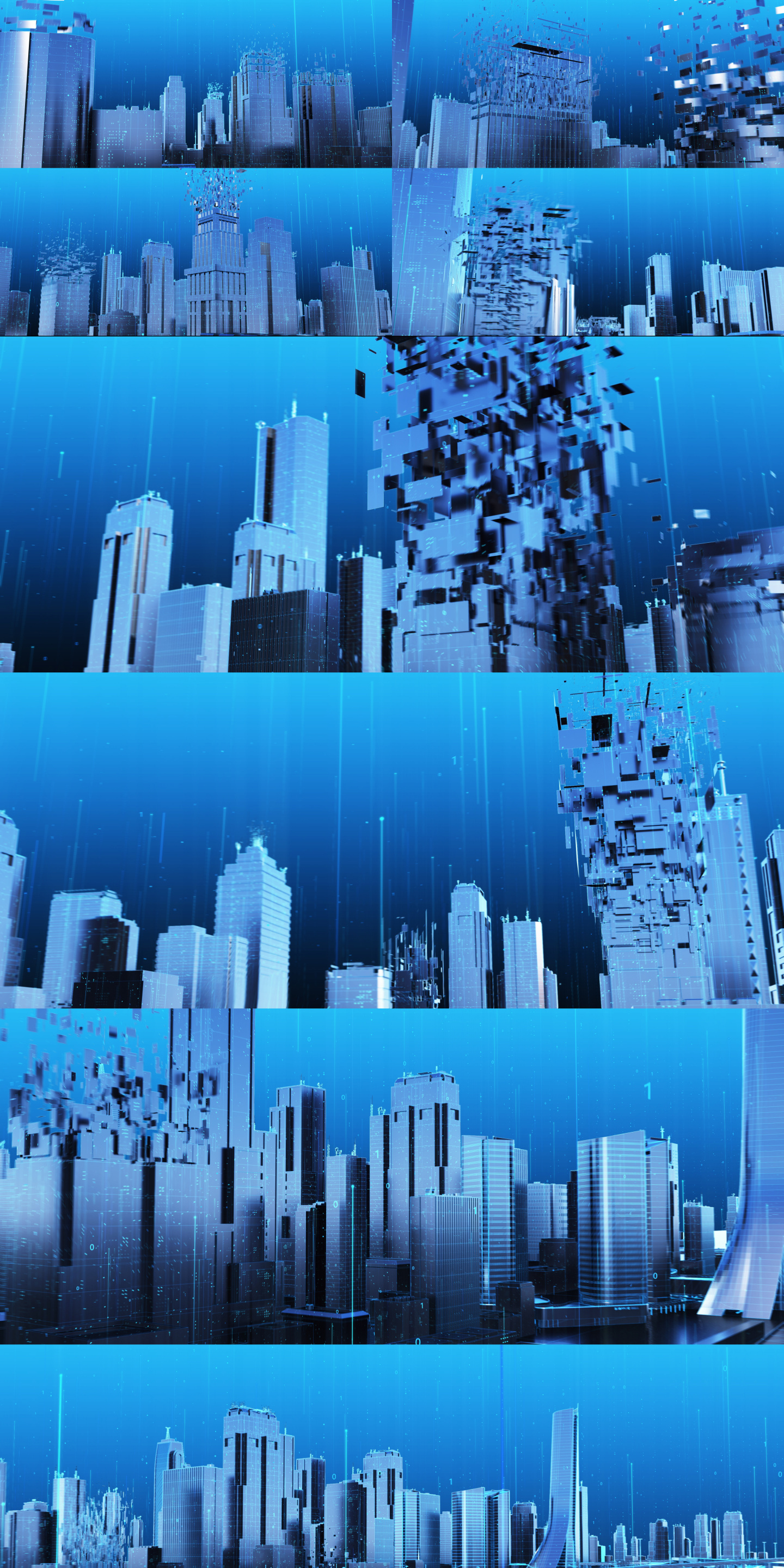 虚拟科技城市建筑生长视频素材