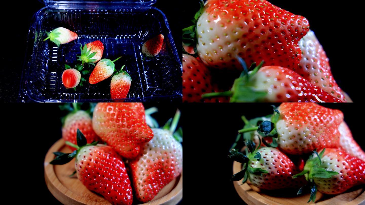 4K草莓丰收季节草莓特写四