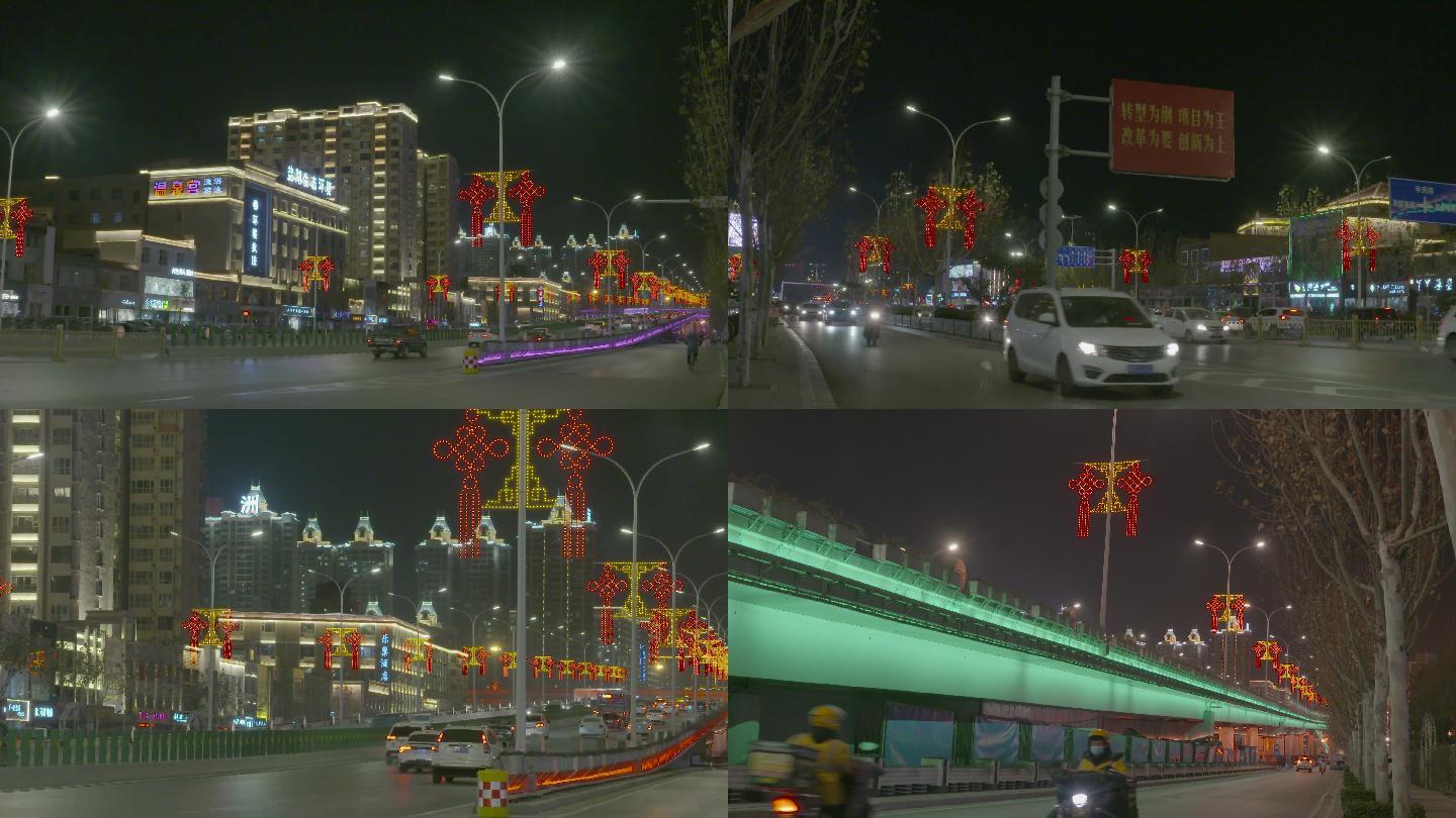 灯笼-中国结-夜晚桥头-4k素材