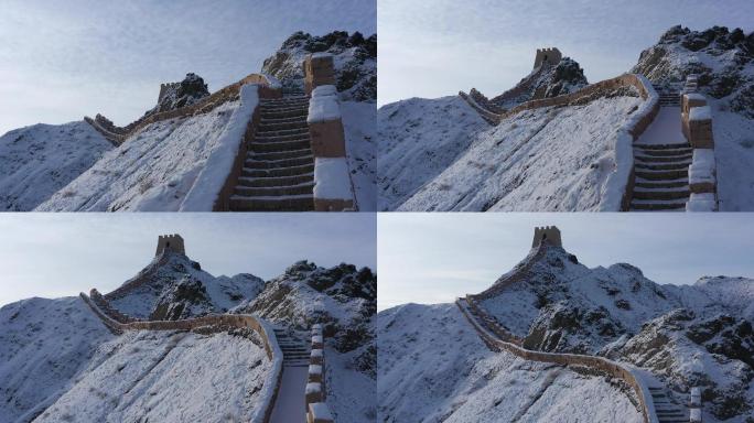 长城清晨雪景