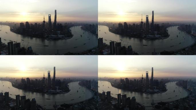 4K上海日出航拍