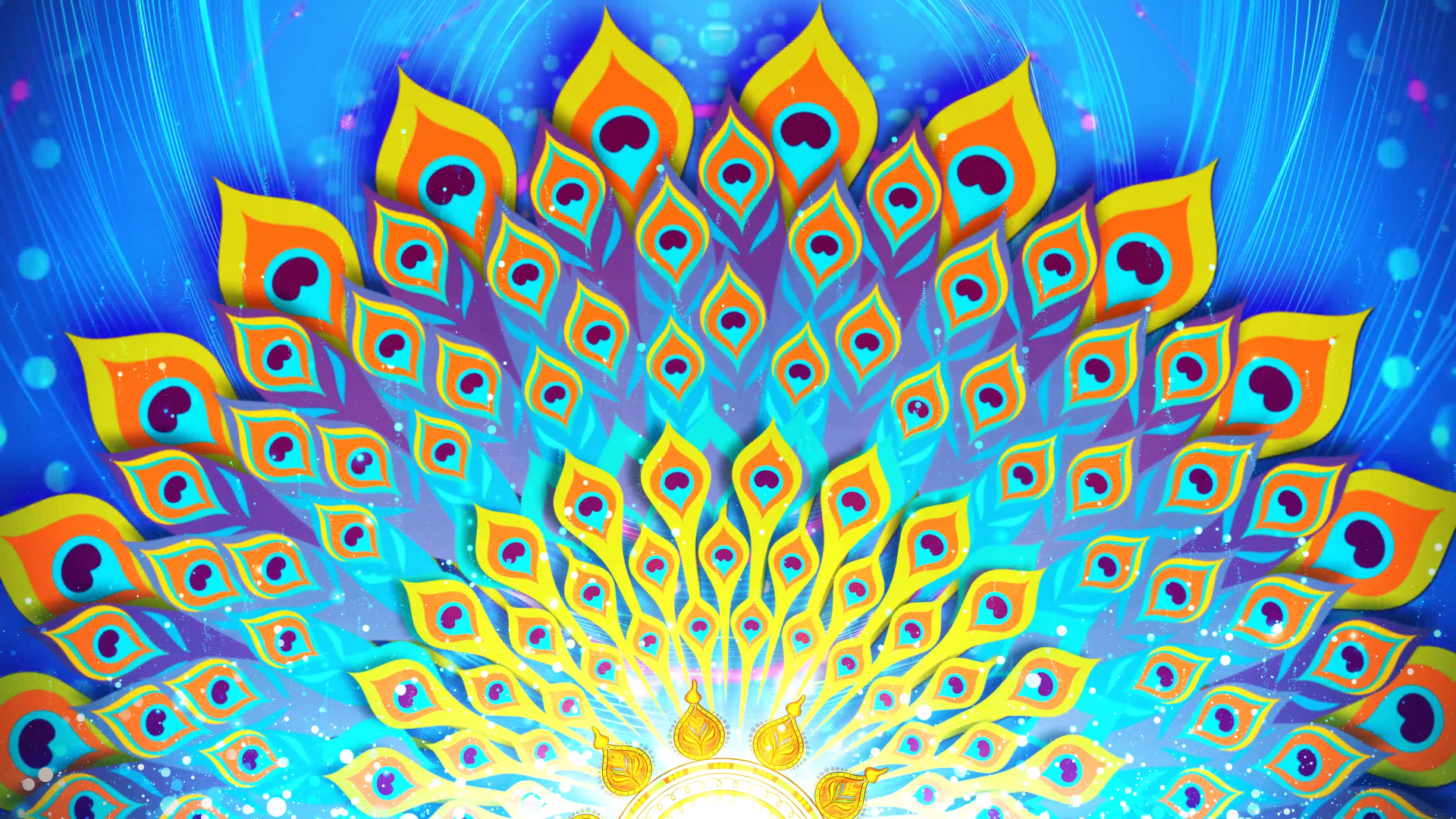 4k傣族舞孔雀羽毛背景