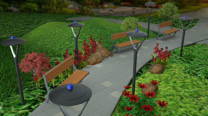 C4D公园路灯场景模型