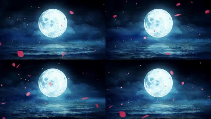 月亮海浪月夜视频素材