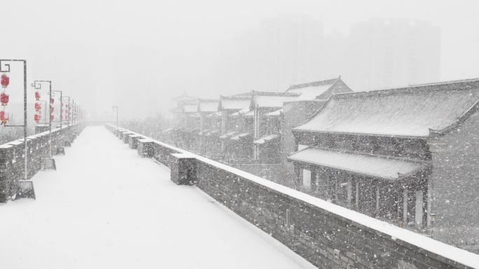 古城下雪雪景
