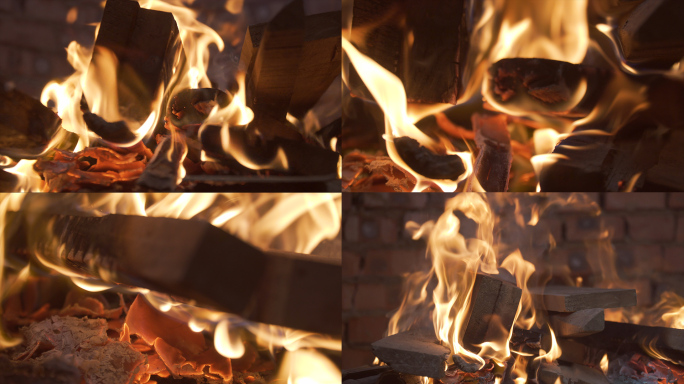 火焰柴火黑陶烧窑实拍4K素材