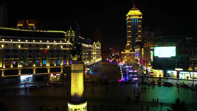 哈尔滨防洪纪念塔广场中央大街地标夜景2航