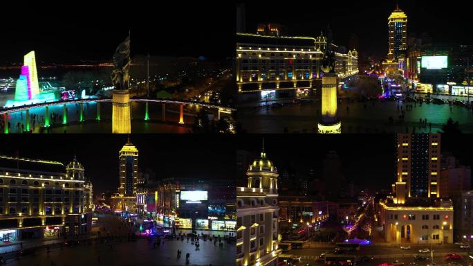 哈尔滨防洪纪念塔广场中央大街地标夜景2航