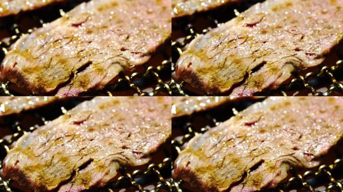 韩式烤肉烤大块牛肉4K视频