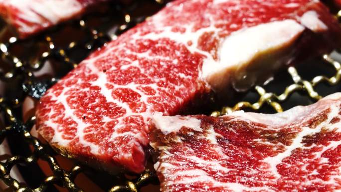 韩式烤肉烤雪花牛肉4K视频