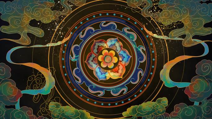 原创古风国潮敦煌飞天LED大屏背景动画