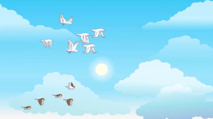 卡通MG动画小鸟飞过天空2