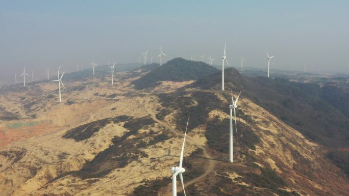 科技感风能风力发动机风车航拍4K
