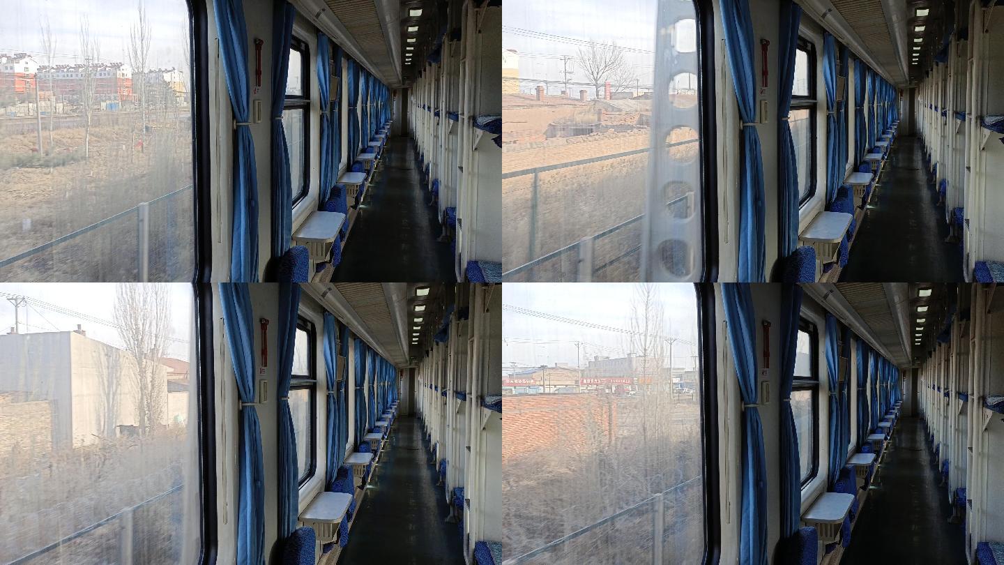 4K火车卧铺窗外风景