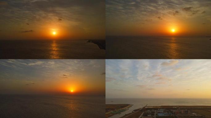 海上夕阳4K航拍原素材