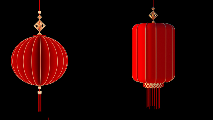 春节新年旋转灯笼元素