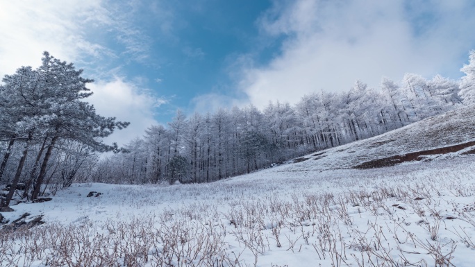 6k冬天山川树林冰雪延时摄影