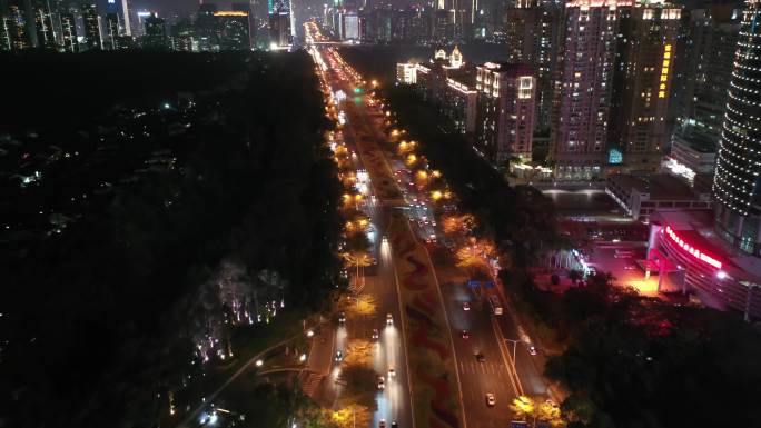 深圳福田深南大道夜景俯拍前进2